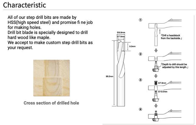 Hovedbilde Step drill for moderne mekanikk φ7.8/ 9.9