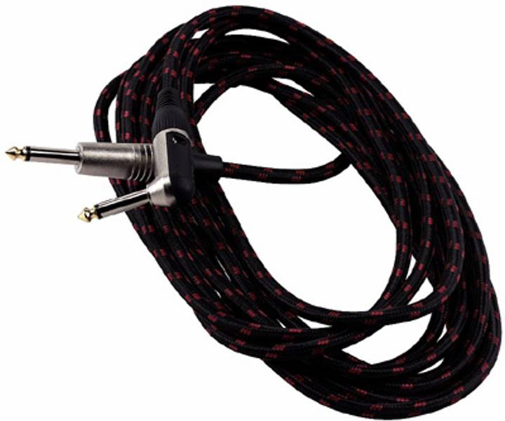 RockCable gitarkabel 6m vinklet + rett plugg -  svart