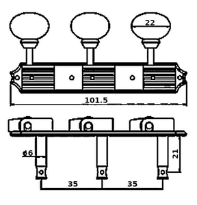 Hovedbilde Kluson Traditional - 3 + 3 nikkel - plast&oslash;rer